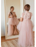 Short Sleeves Lace Tulle High Low Flower Girl Dress